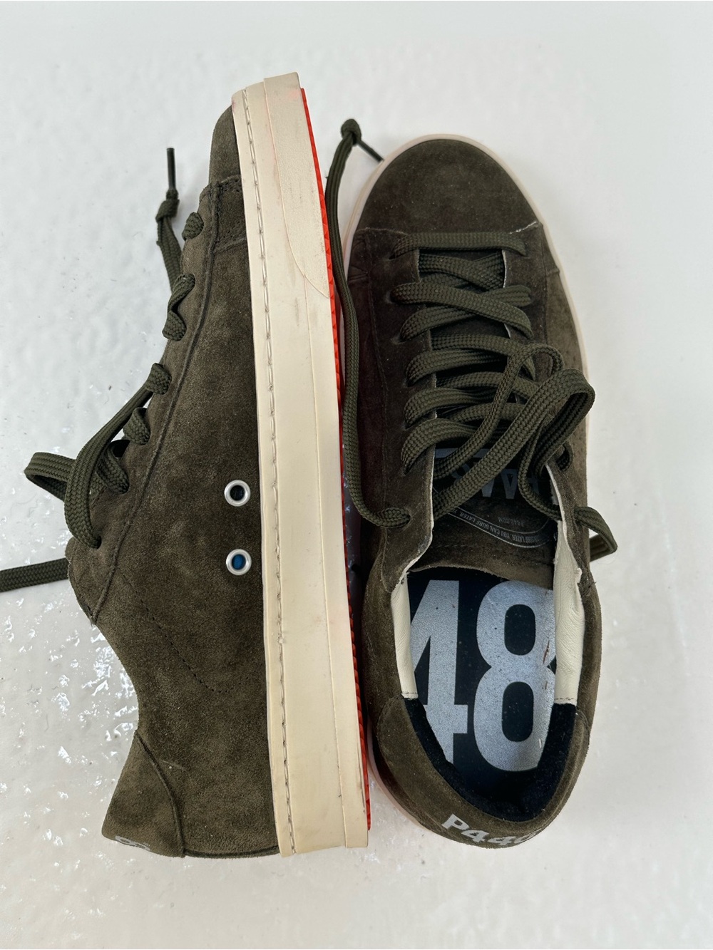 P448 Olive Suede Low-Top Sneakers - Picture 2 of 4